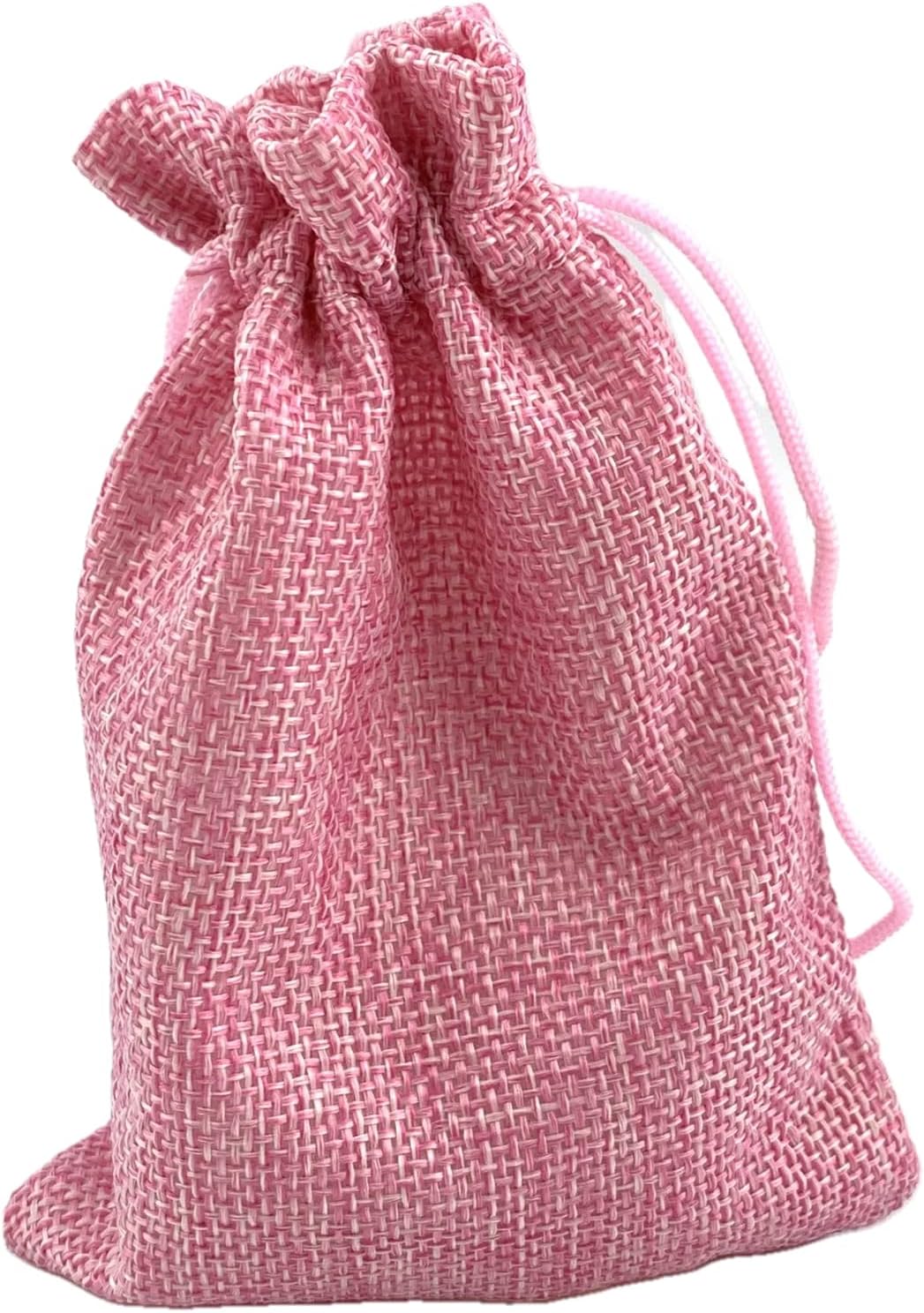 Palmhomee Pack of 25 Burlap Gift Bags with Drawstring Linen Jewelry Pouches Wedding Hessian Jute Bags for Birthday and Treat Pouches Party Wedding Favors Gift (4x5.6 Inch, Pink)