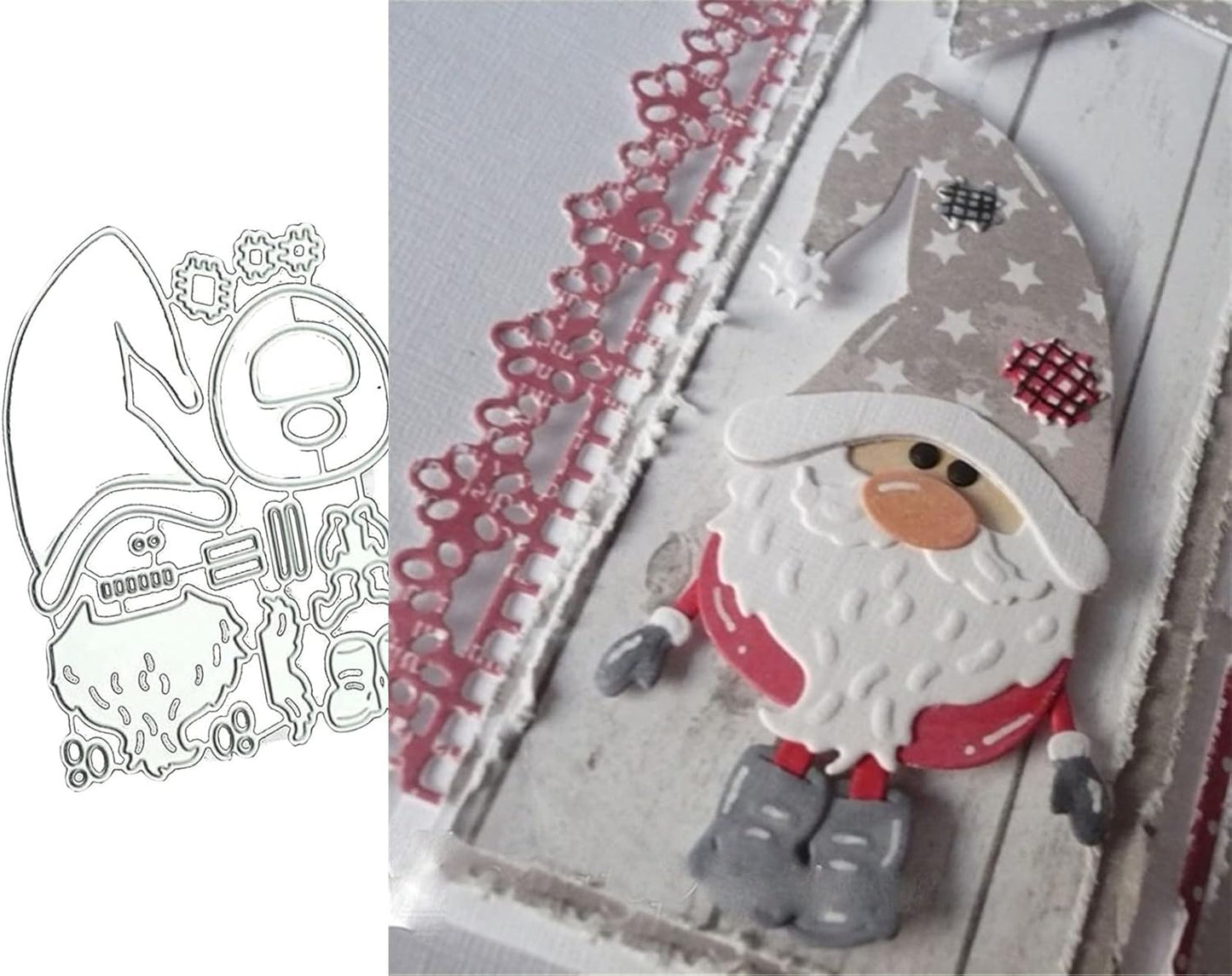 Metal Cutting Dies DIY Merry Christams Embossing Stencil Template Scrapbooking Card Making Mold Photo Album Arts Crafts Tools(Santa Claus Doll-10x8cm)