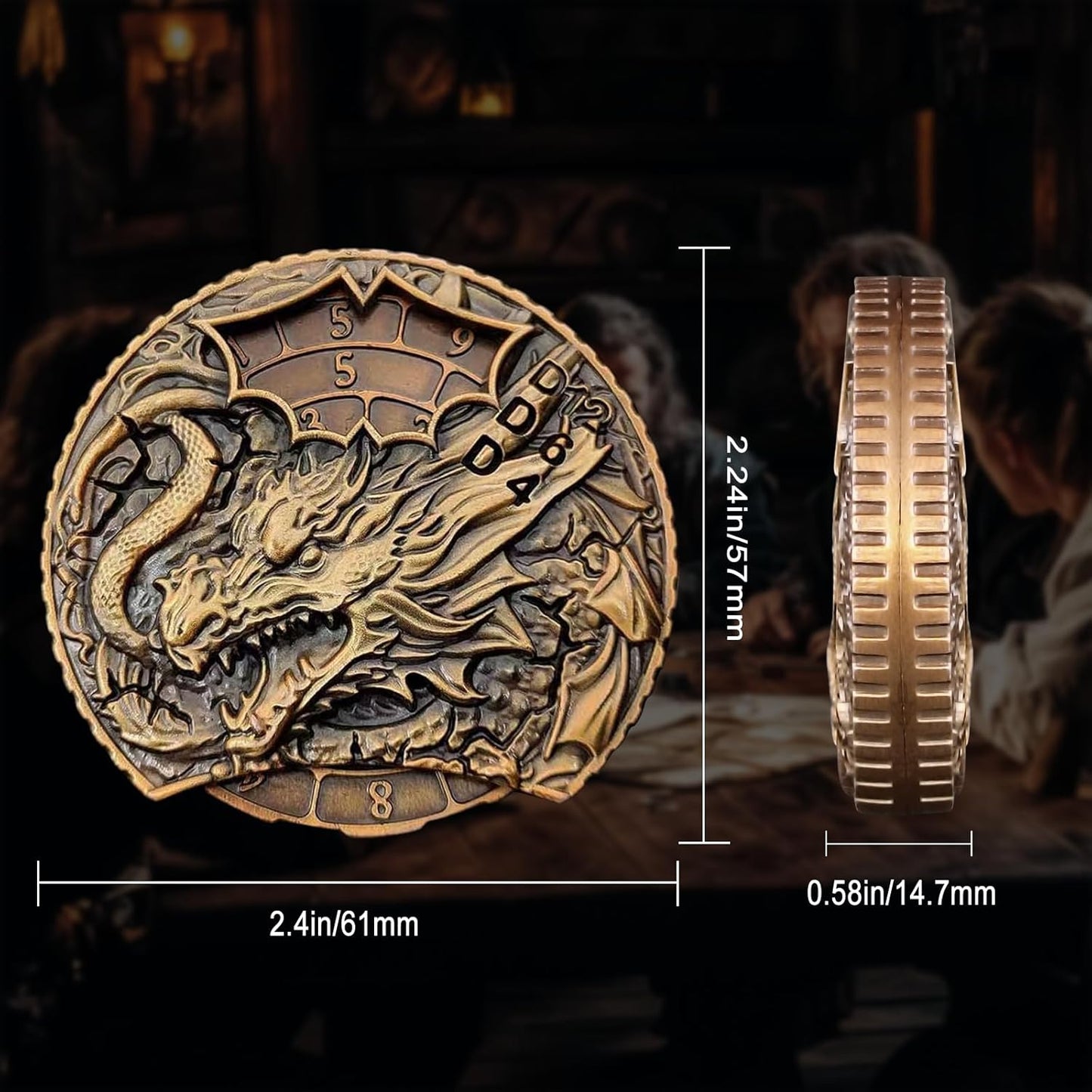 DND Dice Set Roulette: Fidget D4 D6 D8 D10 D10% D12 D20 All in One Metal D&D Spinner Dice - Cool Role Playing Dice Gifts for Dungeons and Dragons TRPG MTG Games Lover Players (Ancient Bronze)