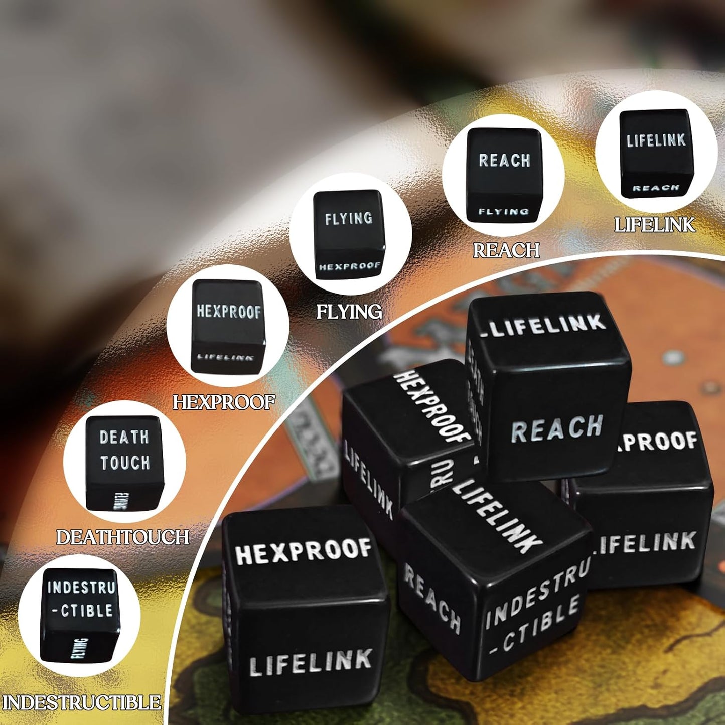 63 PCS MTG Dice Counters with Bulk Abilities Keywords Counters and MTG Life Counters, Dice Set for MTG, TCG and Card Games, Magic The Gathering Accessories