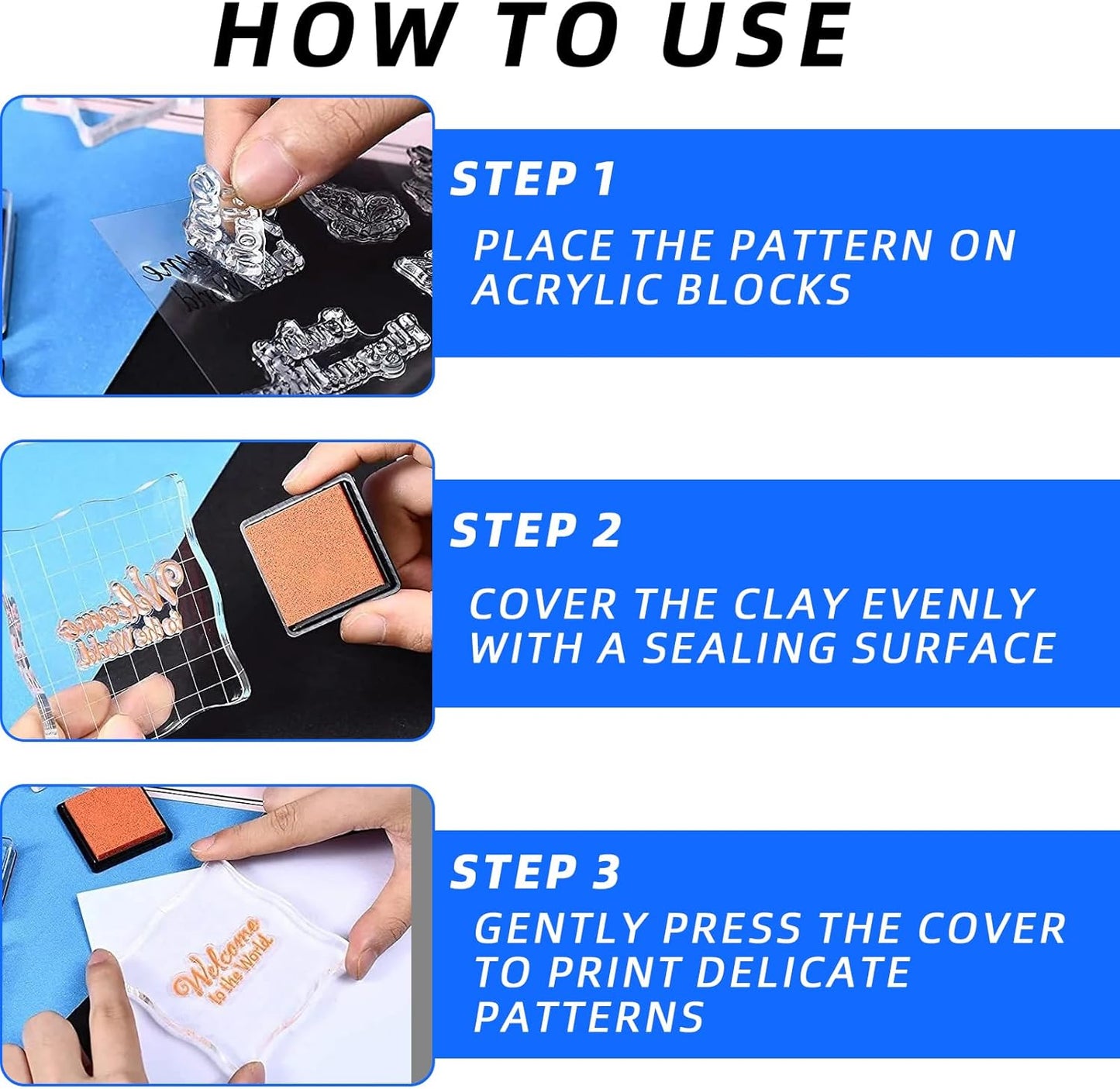 5PCS Clear Acrylic Block for Stamping, Acrylic Stamp Block Stamping Tools for DIY Crafts, Stamping Block Decorative Stamp Block with Grid Lines, Clear Stamping Blocks Tools Set