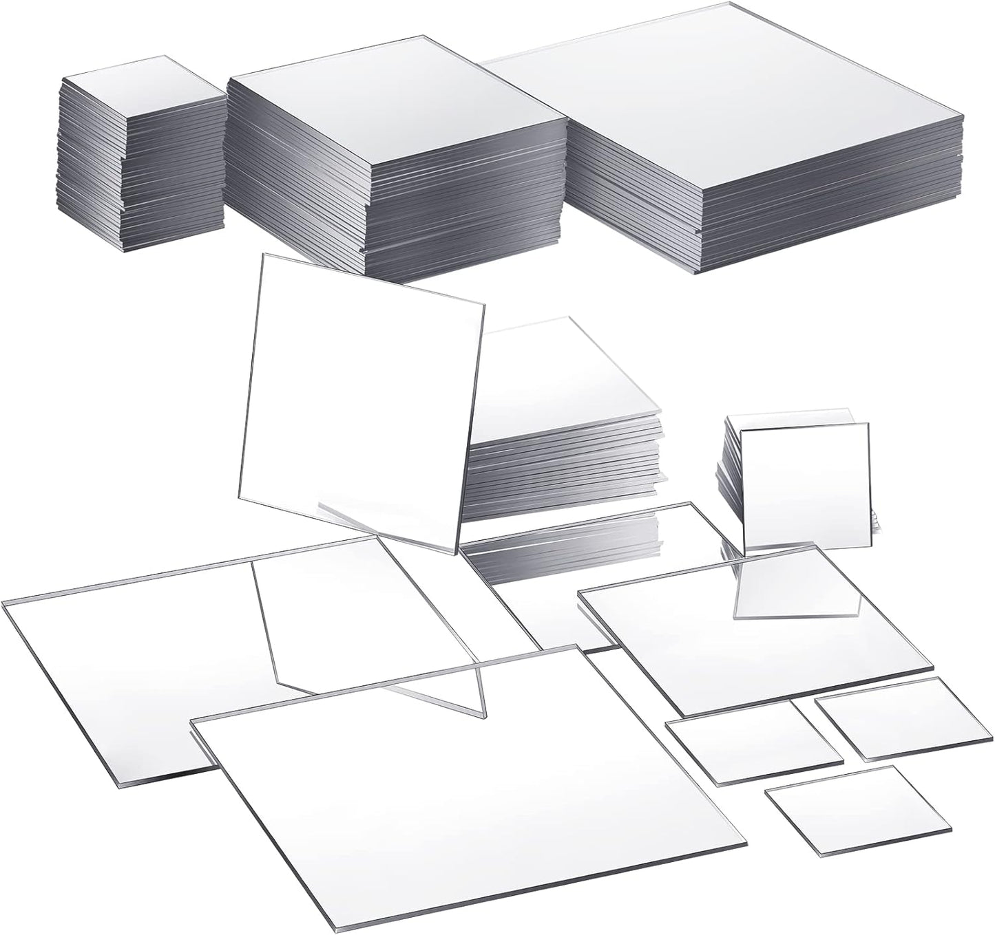 Jetec 50 Pieces Mini Size Square Mirror Adhesive Small Square Craft Mirror Tiles for Crafts and DIY Projects Supplies Home Decoration(1 x 1/2 x 2/3 x 3 Inch)