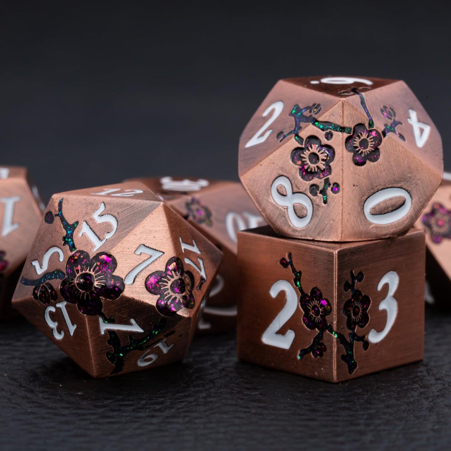 Purple & Red DND Metal Dice, 7PCS Aluminum Dice Set with Gift Case for Dungeons and Dragons, RPG, MTG, Pathfinder