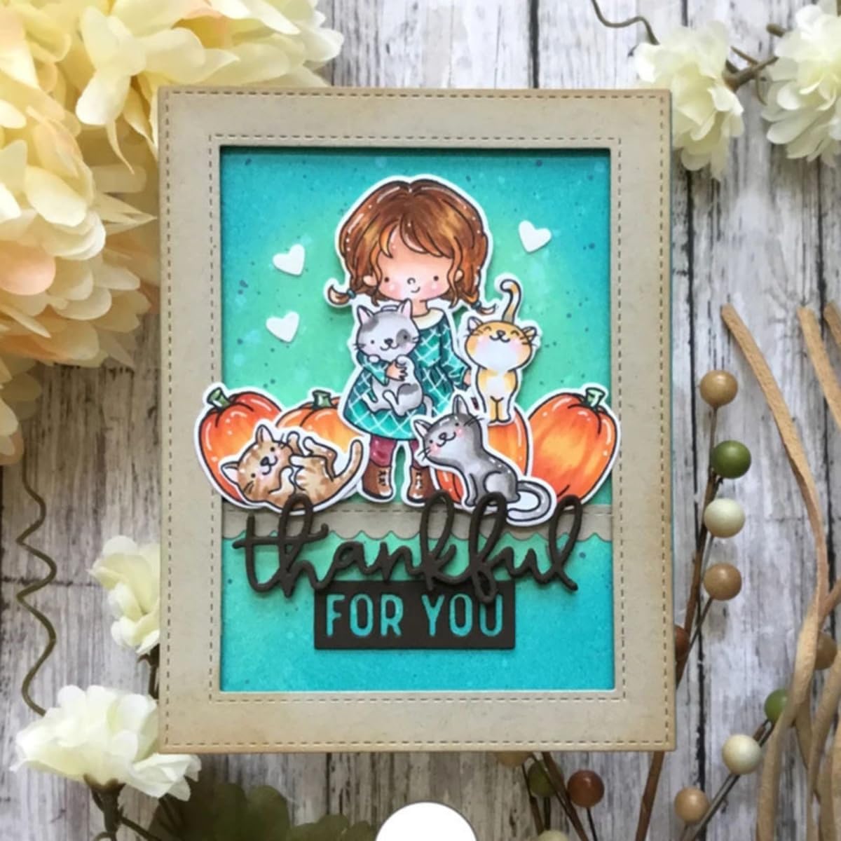 Metal Cutting Dies DIY Merry Christams Embossing Stencil Template Scrapbooking Card Making Mold Photo Album Arts Crafts Tools (Thankful Grateful for you-10.5x5.4cm)