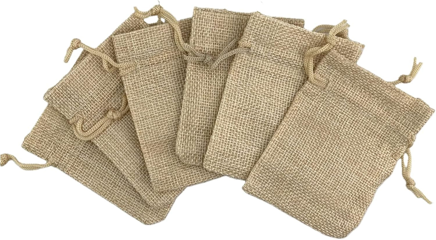 Palmhomee Pack of 25 Burlap Gift Bags with Drawstring Linen Pouches (2.8x3.6 Inch, Ivory) for Wedding, Birthday, Party, Bridal Shower, Baby Shower