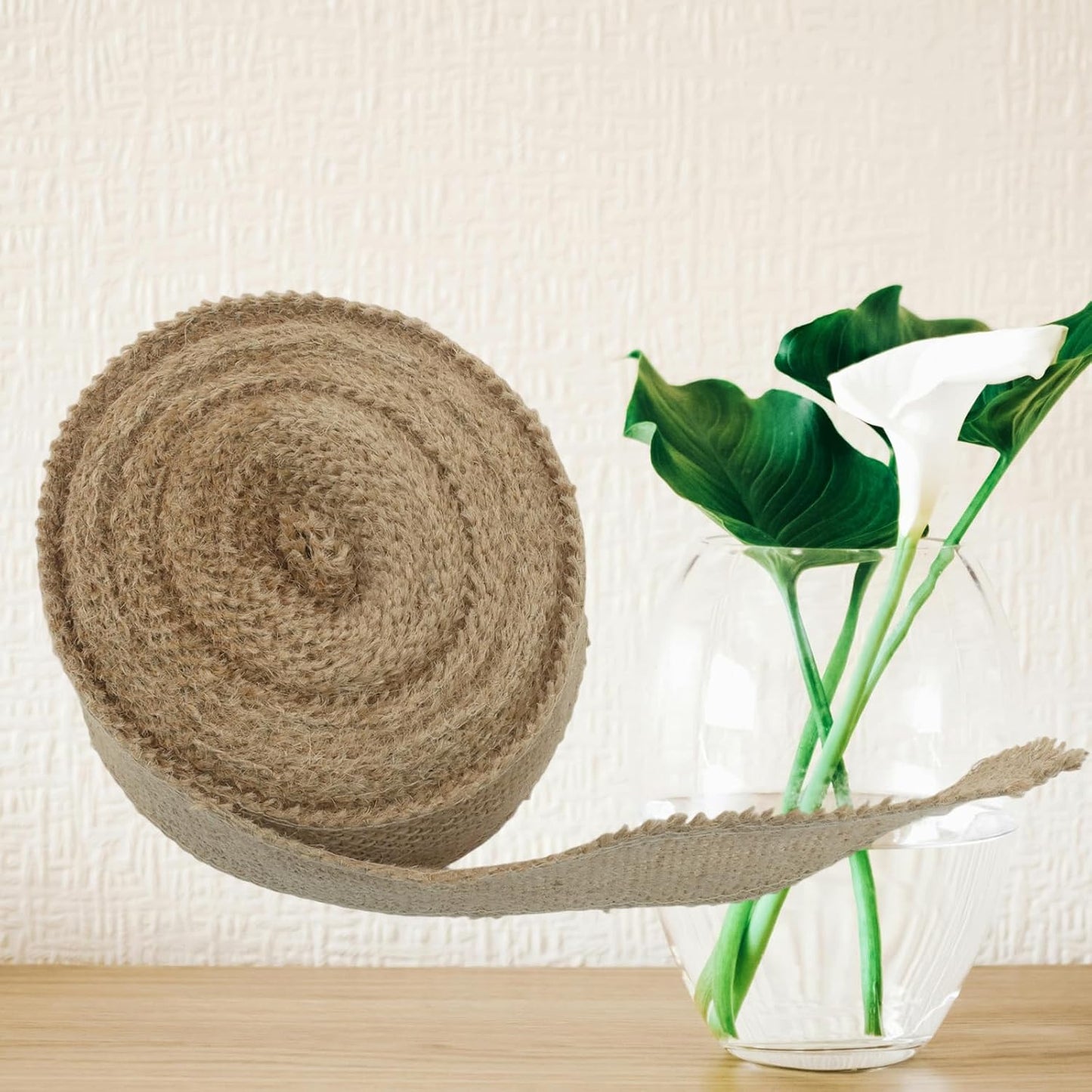 2" Wide Natural Burlap Fabric Roll - 10 Yards Jute Ribbon for Gift Wrapping, Wedding Decorations, Rustic Crafts, Wreaths & Home Decoration (5cm Wide)