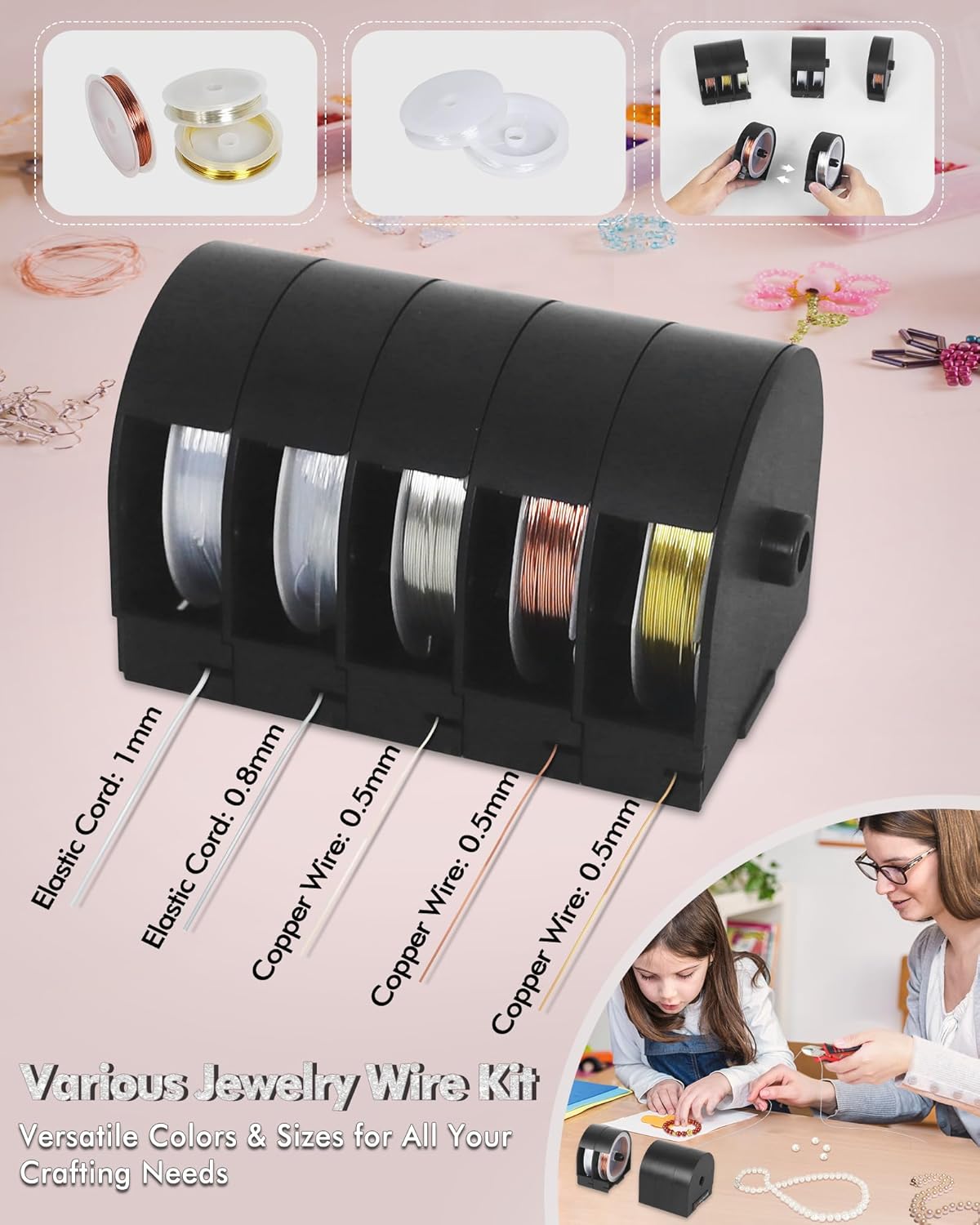 Jewelry Pliers Making Tools Set, Mini Jeweler Pliers for Adults with Beading Wire Kit, Bracelet Helper, Craft Earring Accessories for Jewelry Making Supplies DIY Hobby Repair