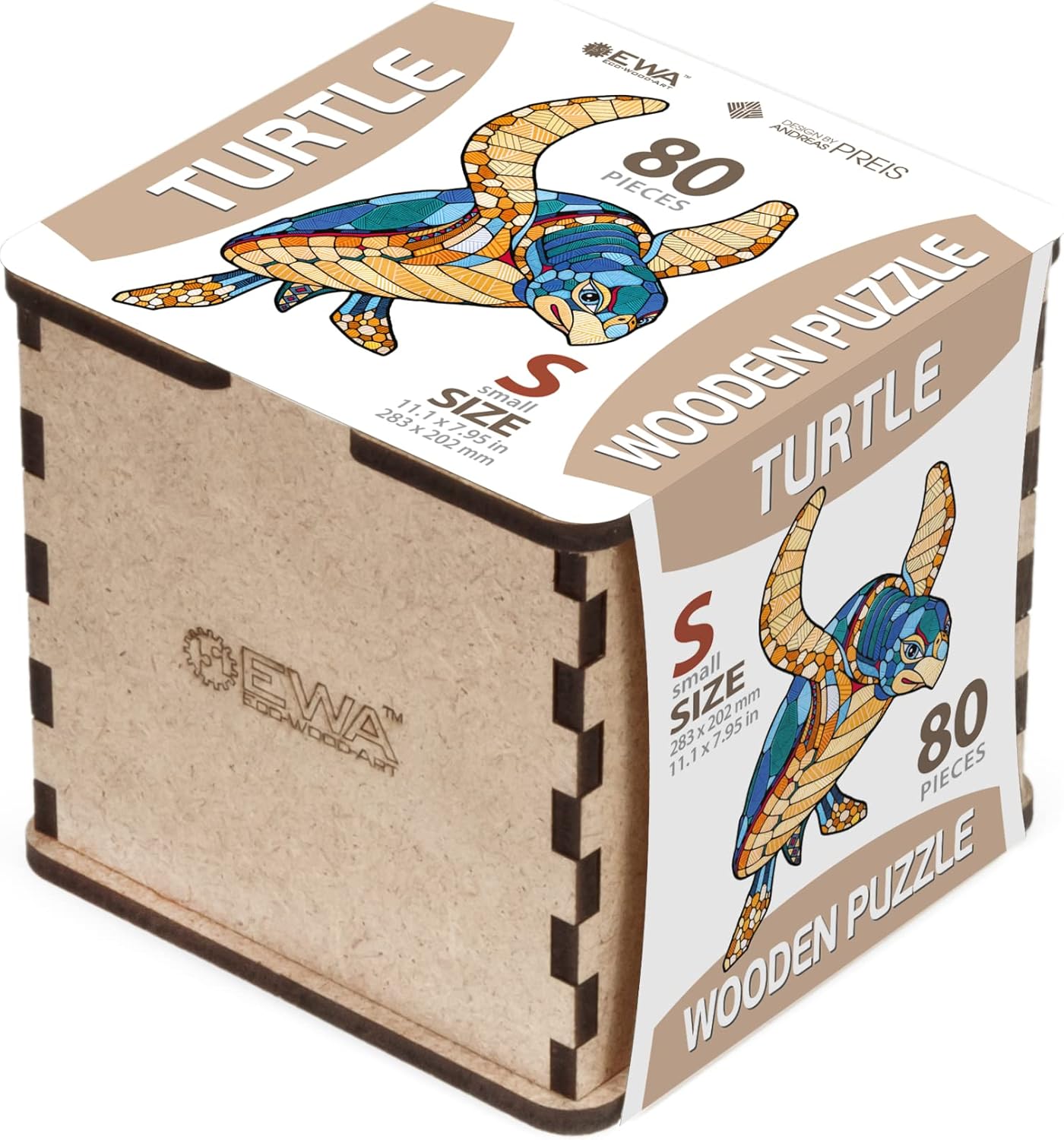 EWA Home Décor – Turtle Small 80 Pieces – Wooden Jigsaw Puzzle for Adults – Perfect for Artistic Home Decoration and Mindful Relaxation