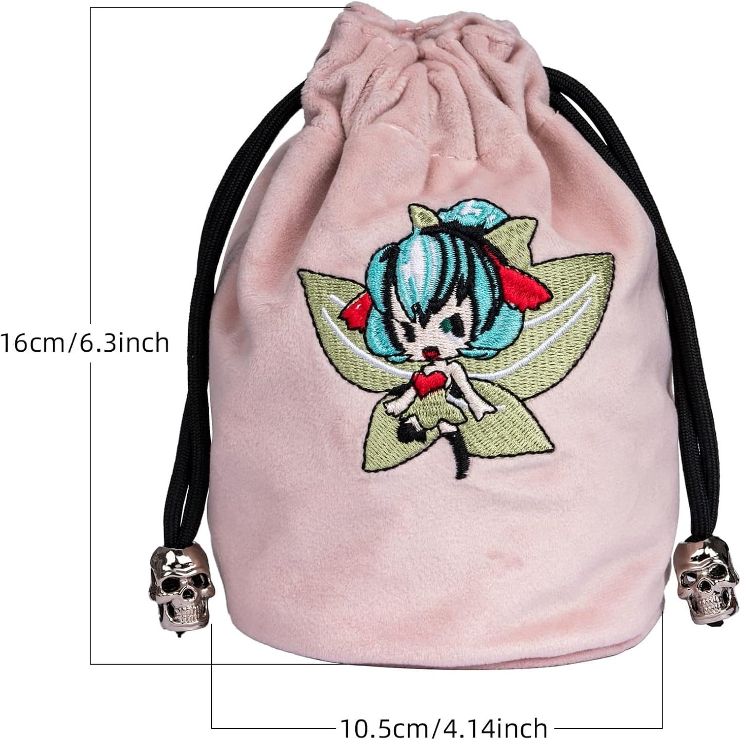 Large DND Dice Bag, Pink Storage Bag with Elf Pattern for D&D Role Playing Games Tabletop Games - Capacity 100+ Polyhedral Dice