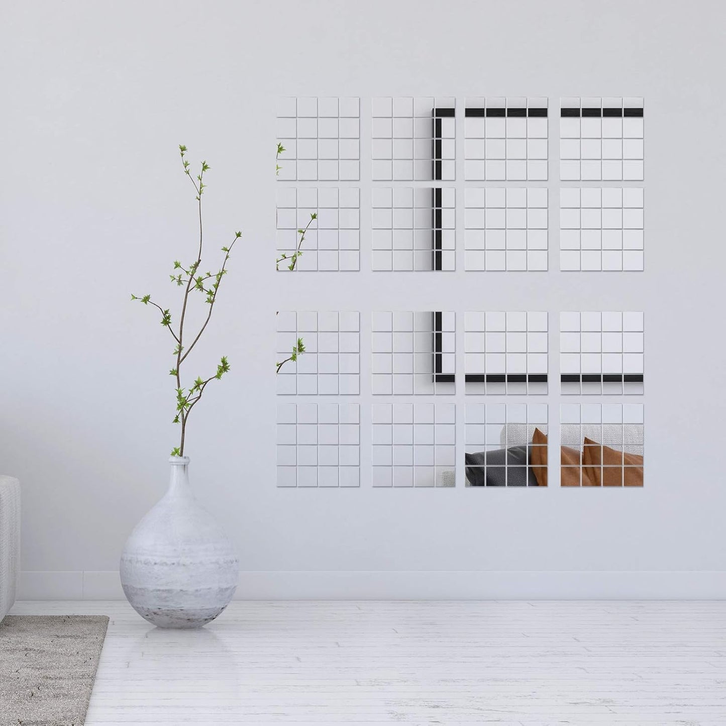 Jetec 50 Pieces Mini Size Square Mirror Adhesive Small Square Craft Mirror Tiles for Crafts and DIY Projects Supplies Home Decoration(2 x 2 Inch)