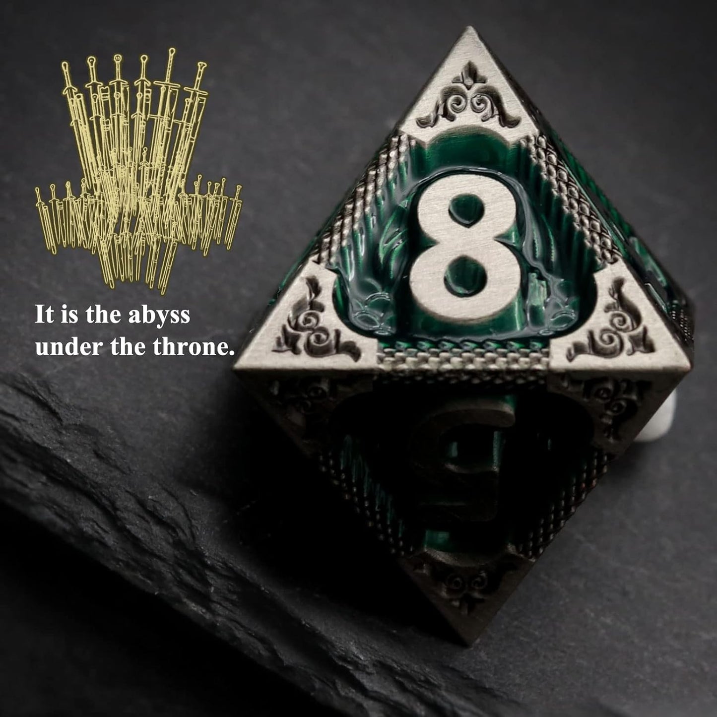 Haxtec DND Dice Set Metal D&D Dice Set with Leather Dice Bag Antique Iron Green Metal Polyhedral Dice Compatible with Dungeons and Dragons TTRPG Gifts