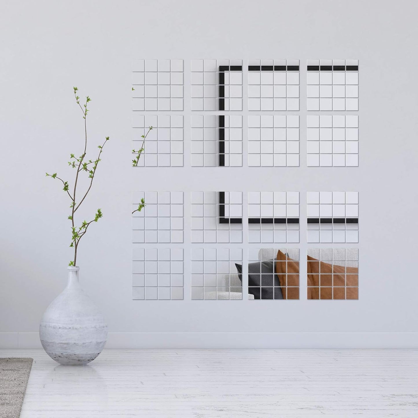 Jetec Mini Size Acrylic Square Mirror Adhesive Small Square Mirror Tiles for Crafts and DIY Projects Supplies(25 Pcs,3 Inches)