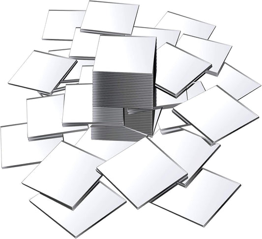 Jetec 50 Pieces Mini Size Square Mirror Adhesive Small Square Craft Mirror Tiles for Crafts and DIY Projects Supplies Home Decoration(2 x 2 Inch)