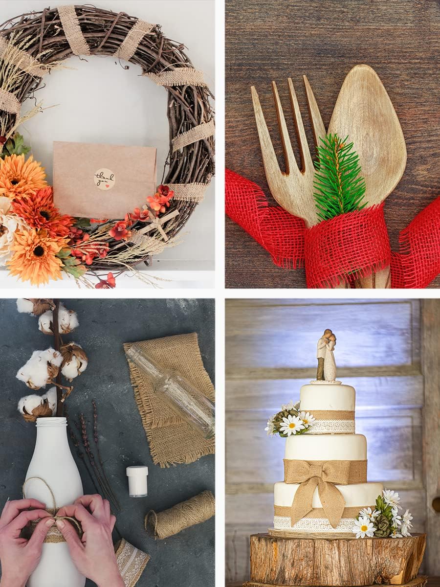 Mandala Crafts Yellow Burlap Ribbon 3 Inches Wide Jute Ribbons for Crafts - 20 Yds Roll Rustic Burlap Wrap Trim Ribbons for Wreaths Bows Wedding Party Decoration