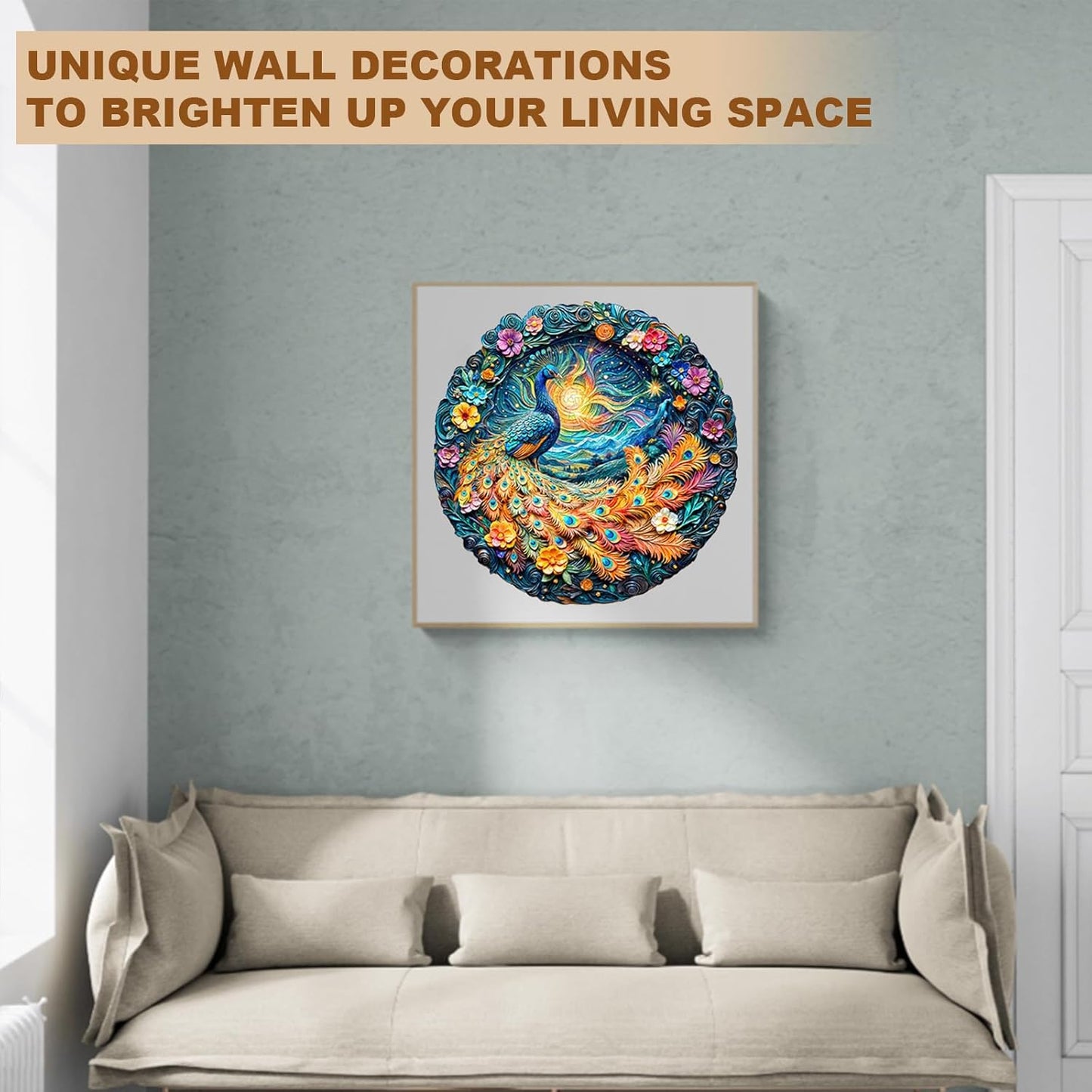 Wooden Puzzles for Adults,Peacock Puzzle, Unique Shaped Wooden Jigsaw Puzzles for Adults, Family Puzzle(11.4 * 11.4 in 200pcs)