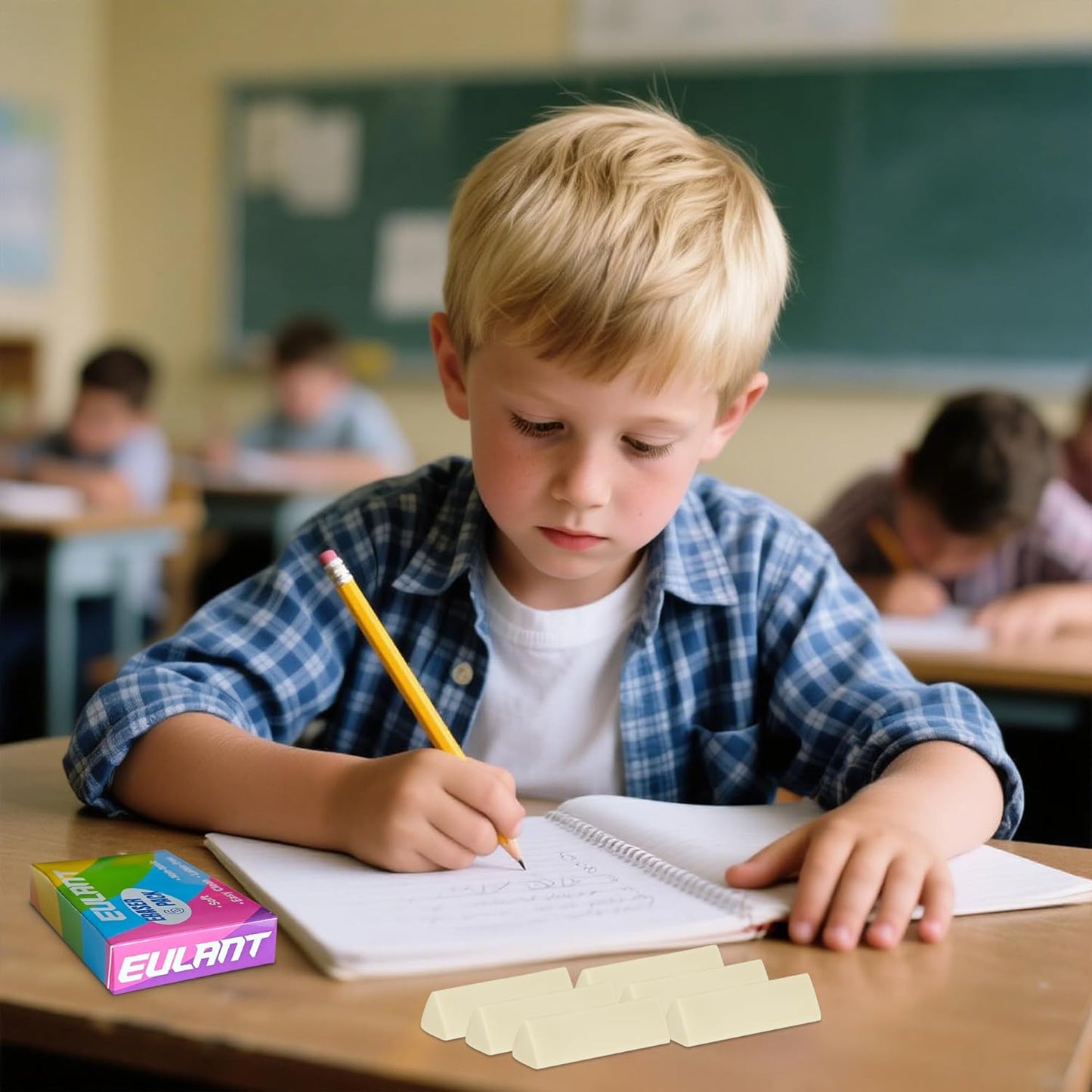 EULANT Pencil Erasers 6 Pieces, White 2B Rubbers Erasers for Schools Office Kids Adults, Soft Art Erasers for Writing Drawing Student Teachers