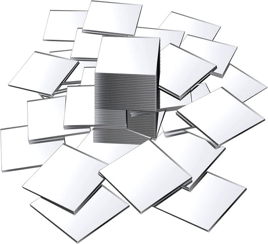 Jetec Mini Size Acrylic Square Mirror Adhesive Small Square Mirror Tiles for Crafts and DIY Projects Supplies(50 Pcs,3 Inches)