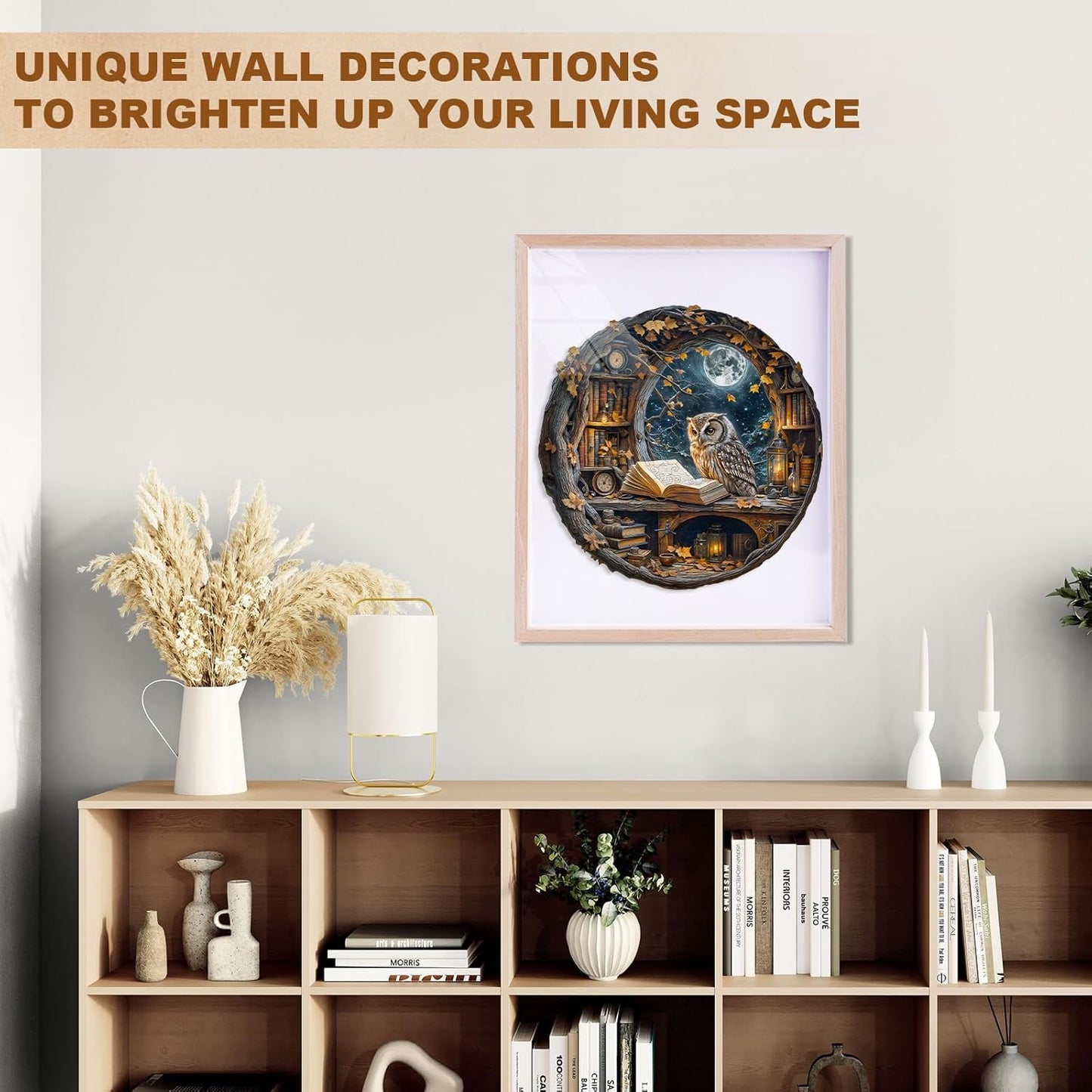 WOODBESTS Wooden Puzzles for Adults - Moonlit Owl Wooden Jigsaw Puzzle, Unique Animal Wood Puzzles Adult, Xmas Puzzle Gifts for Puzzles Lovers(270Pcs, L, 13.4"x13.4")