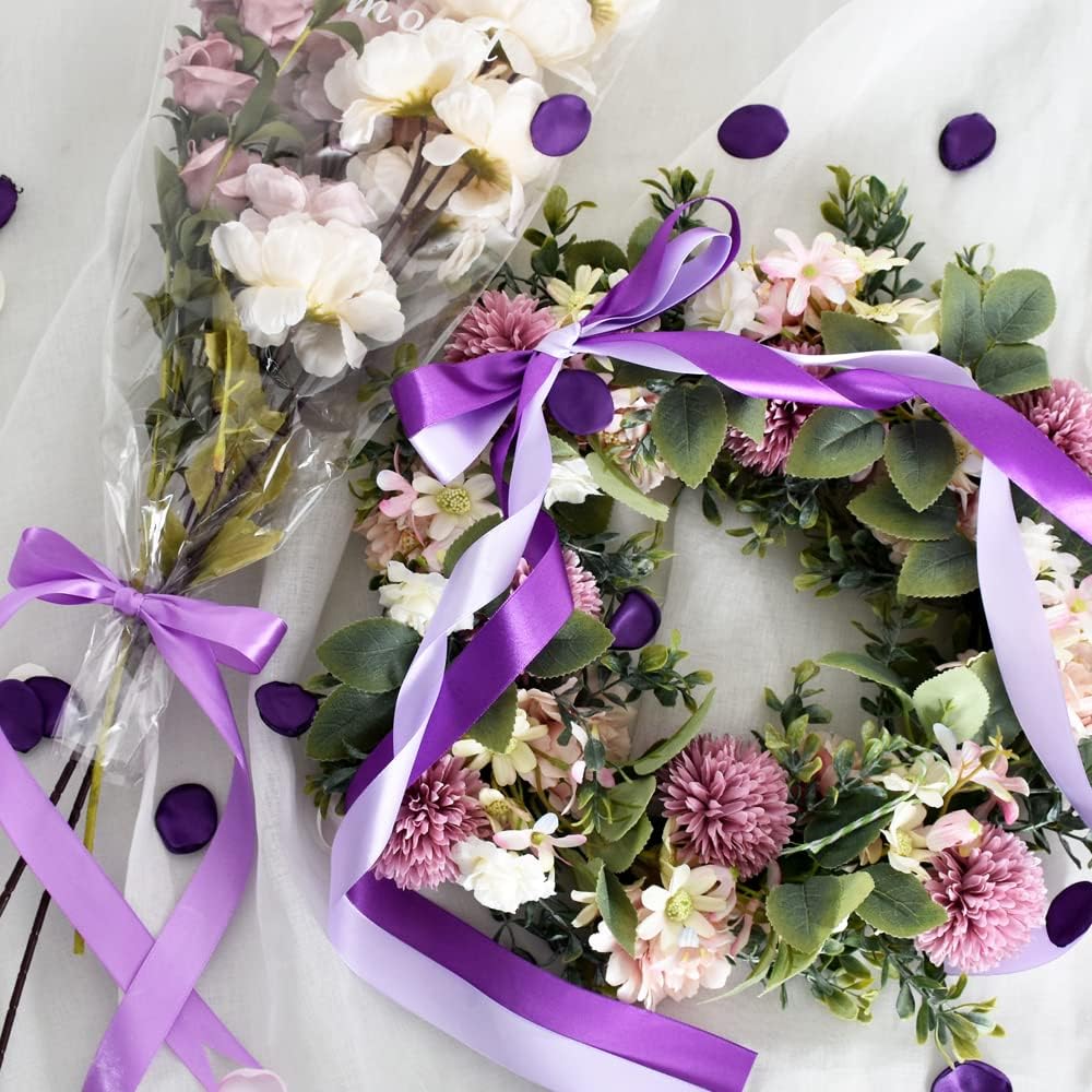 TONIFUL 1 Inch x 100yds Light Purple Satin Ribbon, Thin Solid Color Satin Ribbon for Gift Wrapping, Crafts, Wedding Party Decoration, Invitation Cards, Floral Bouquets, Christmas Halloween