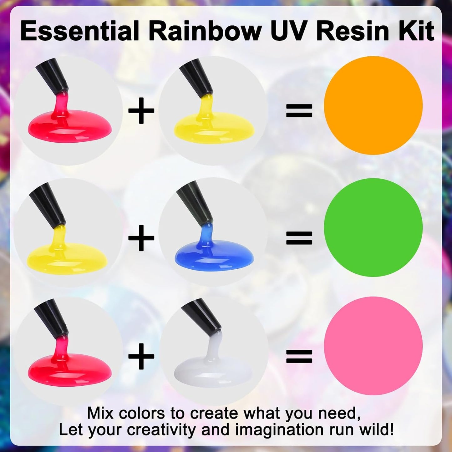JDiction UV Resin Kit - 8 Colors, 240g Odorless Hard Rainbow Colored UV Resin for Jewelry Making, Casting and Coating, Crafts and Decoration