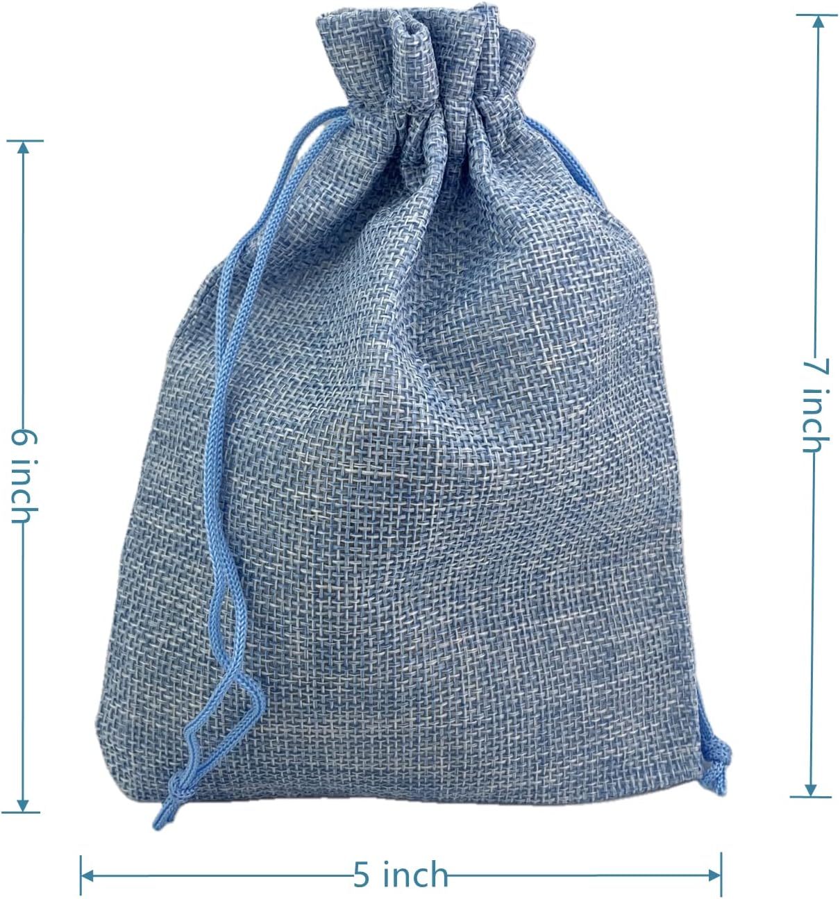 Palmhomee Pack of 25 Burlap Gift Bags with Drawstring Linen Jewelry Pouches Wedding Hessian Jute Bags for Birthday and Treat Pouches Party Wedding Favors Gift (5x7 Inch, Sky Blue)