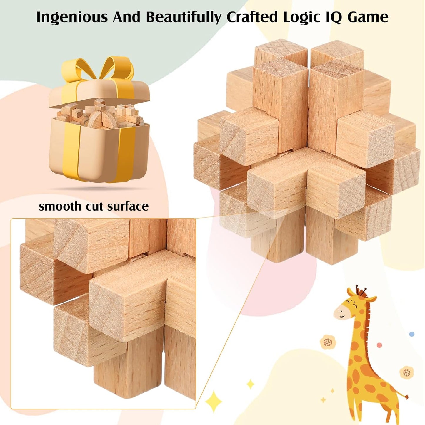Suzile 20 Pcs Wooden Brain Teaser Puzzles Small 3D Wooden Puzzles Wood Block Puzzle Logic Box Lock Mind IQ Test Removing Assembling for Adults