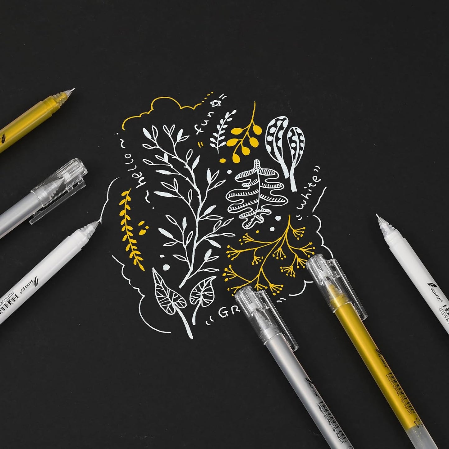 0.6mm Fine Point Silver Gel Pens, 3-Pack for Artists Drawing on Black Paper, Sketching, Adult Coloring Books & Modern Crafts