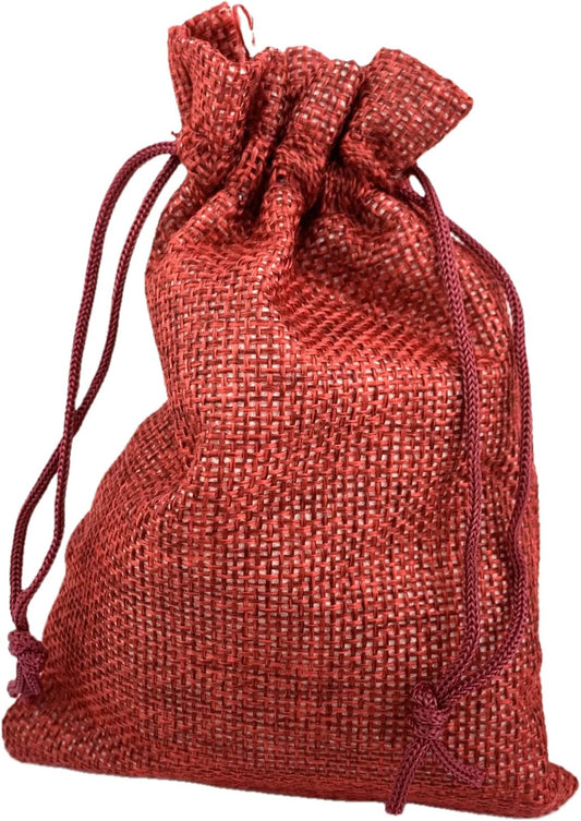 Palmhomee Pack of 25 Burlap Gift Bags with Drawstring Linen Jewelry Pouches Wedding Hessian Jute Bags for Birthday and Treat Pouches Party Wedding Favors Gift (4x5.6 Inch, Burgundy)