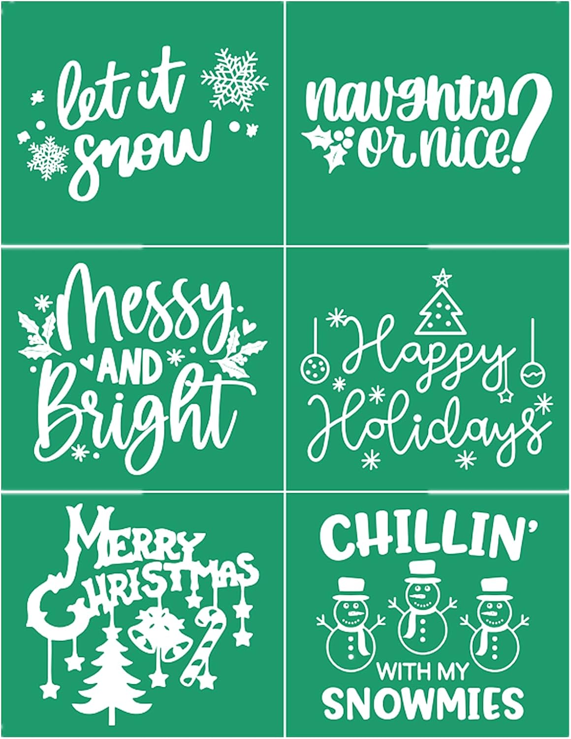 JAJADO Self Adhesive Silk Screen Stencils Let it Snow Merry Christmas Stencils Christmas Decor Sign Snowflakes Stencils for Wood, Tote Bag, Porch, Christmas Card, T-Shirt, Mug, Window, Towel