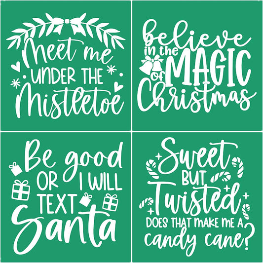 JAJADO Christmas Silk Screen Stencils Reusable Adhesive Stencils Winter Christmas Silk Sceen Transfers Santa Sacks DIY Xmas Gift for Office, School, Bakery, Coffee Bar, Christmas Home Decor Ornaments