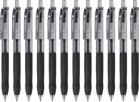 0.5mm Gel Pens Fine Point Smooth Writing Pens, 12PCS Black Ink Pens, Retractable Leather-Like Black Gel Pens, Business Gel Pen for Journaling, Writing, School, Office Use (Black)