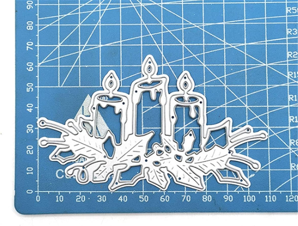 Metal Cutting Dies DIY Merry Christams Embossing Stencil Template Scrapbooking Card Making Mold Photo Album Arts Crafts Tools (3 Pcs Prayer candles-11x6.5cm)