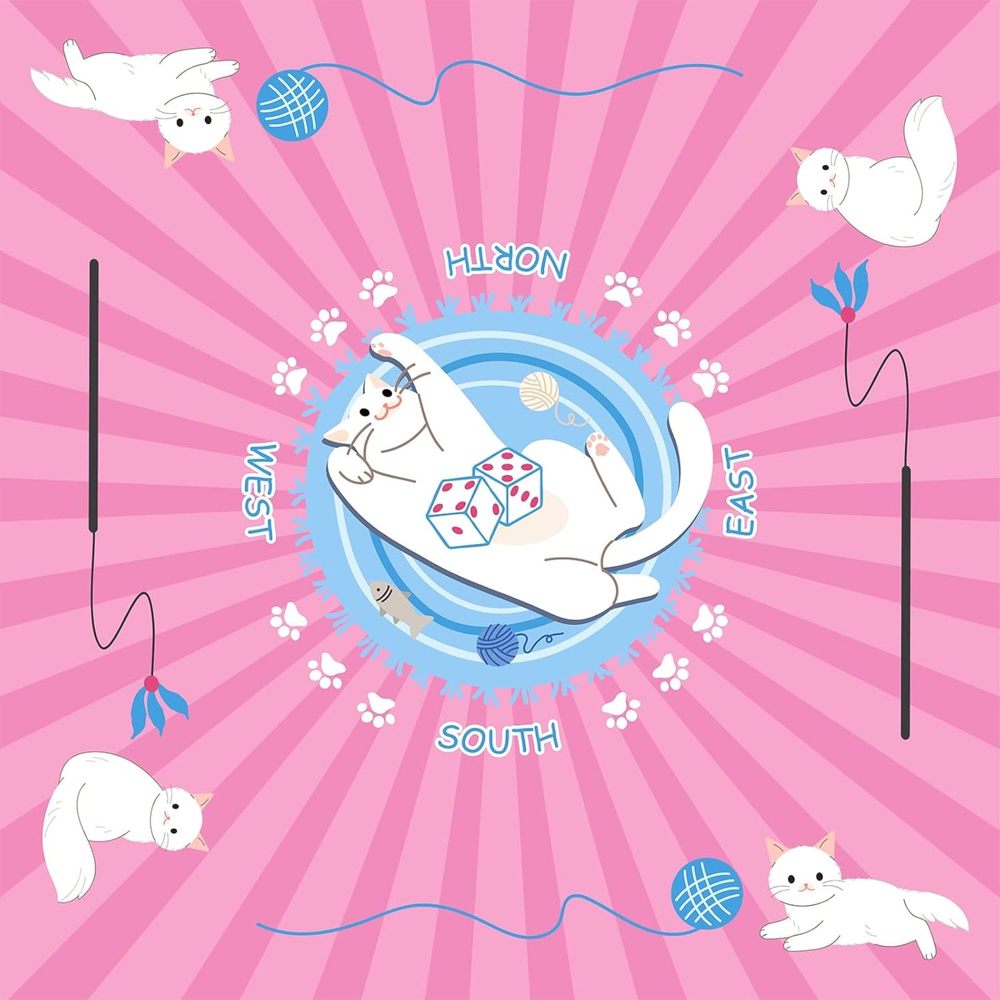 31.5''x31.5'' Mahjong Mat for Table, Mahjong Cloth Cover, Mahjong Tablecloth for Poker, Board Games Table Mat, Card Games, Tile Games, Dominoes (Cat)