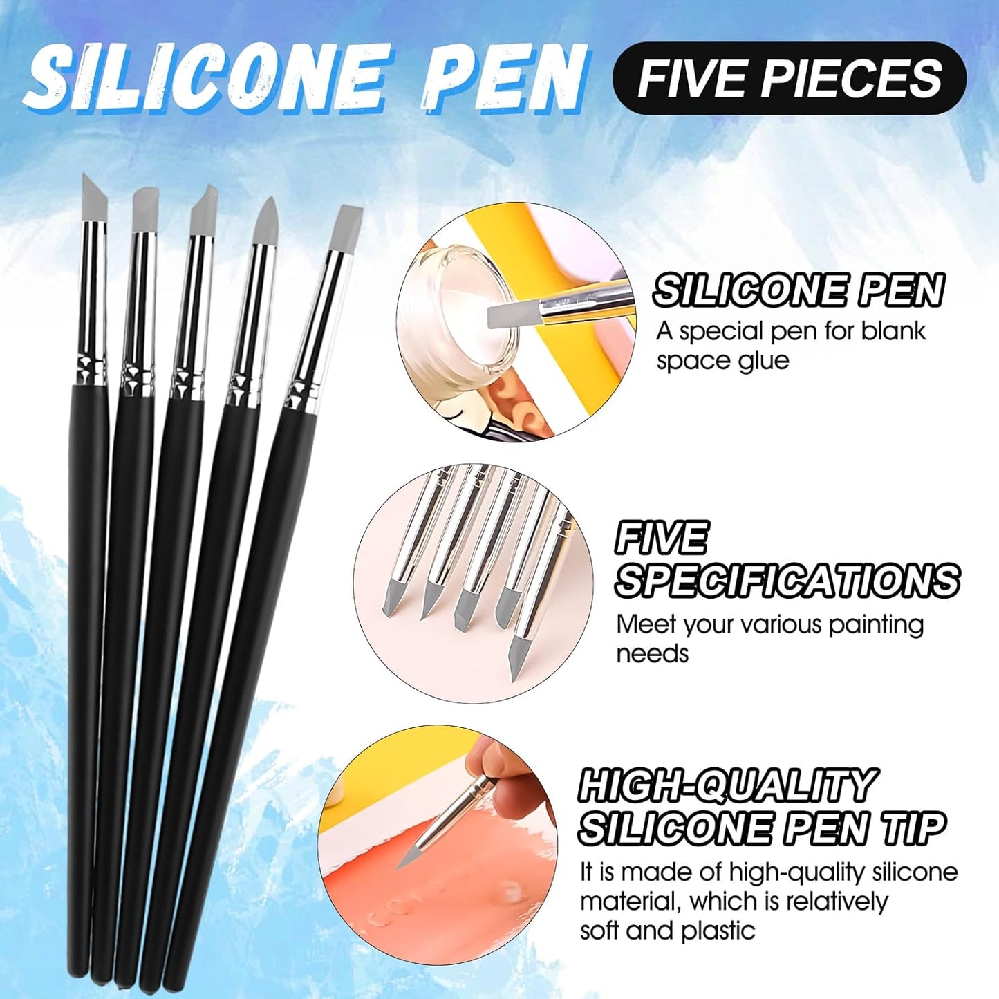 JAOJAO Watercolor Masking Fluid, Liquid Masking for Painting Watercolor Accessories with Silicone Pen Cleaning Brush Retouching and Covering for Painting and Various Art Projects Supplies,White 30ml