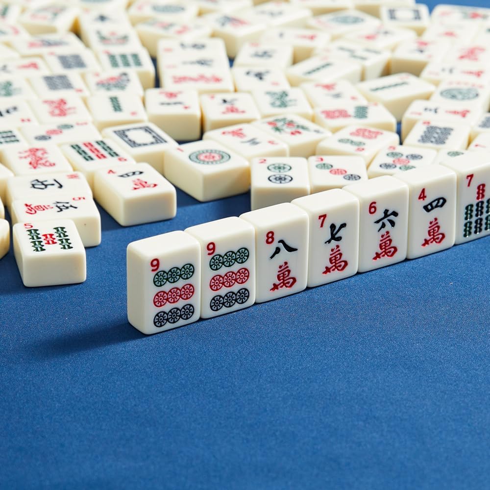 American Mahjong Tiles,166 Quality Ivory Tiles with 3 Golden Dices & Rules Instruction