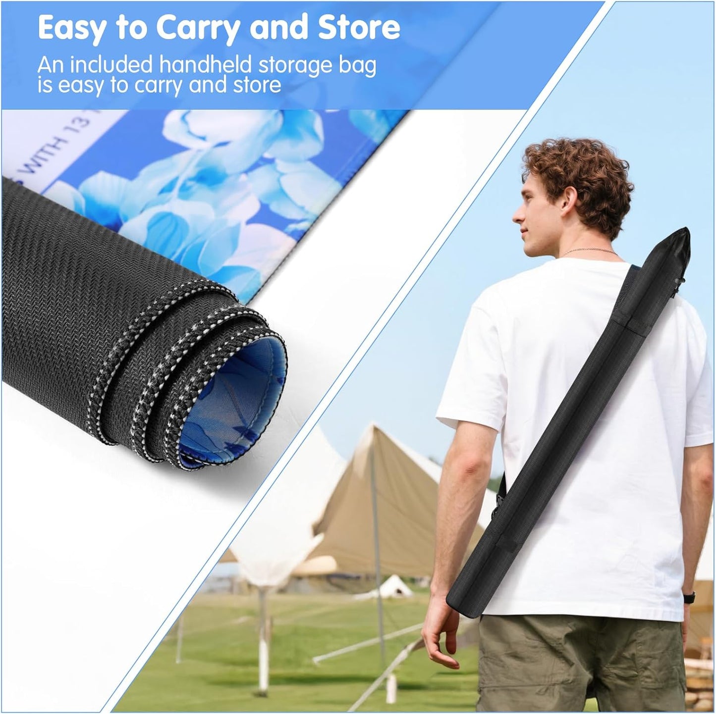 Mahjong Mat for Table 31.5x31.5Inch,Anti-Slip, Noise-Reducing American Mahjong Mat with Rules, Mahjong Table Mat with Carry Bag,Neoprene Mahjong Mat for Poker, Cards, Board.(Blue)