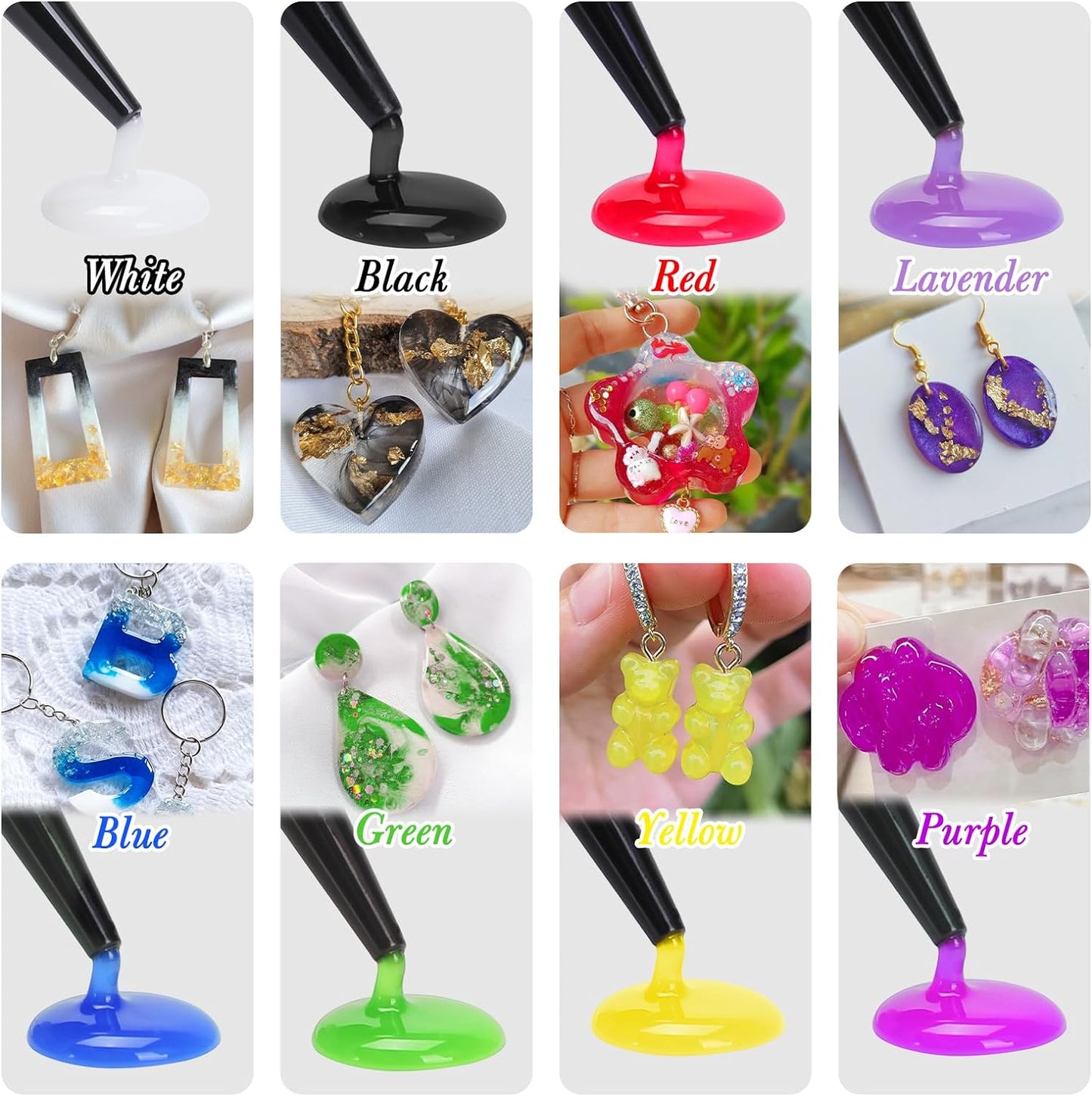 JDiction UV Resin Kit - 8 Colors, 240g Odorless Hard Rainbow Colored UV Resin for Jewelry Making, Casting and Coating, Crafts and Decoration