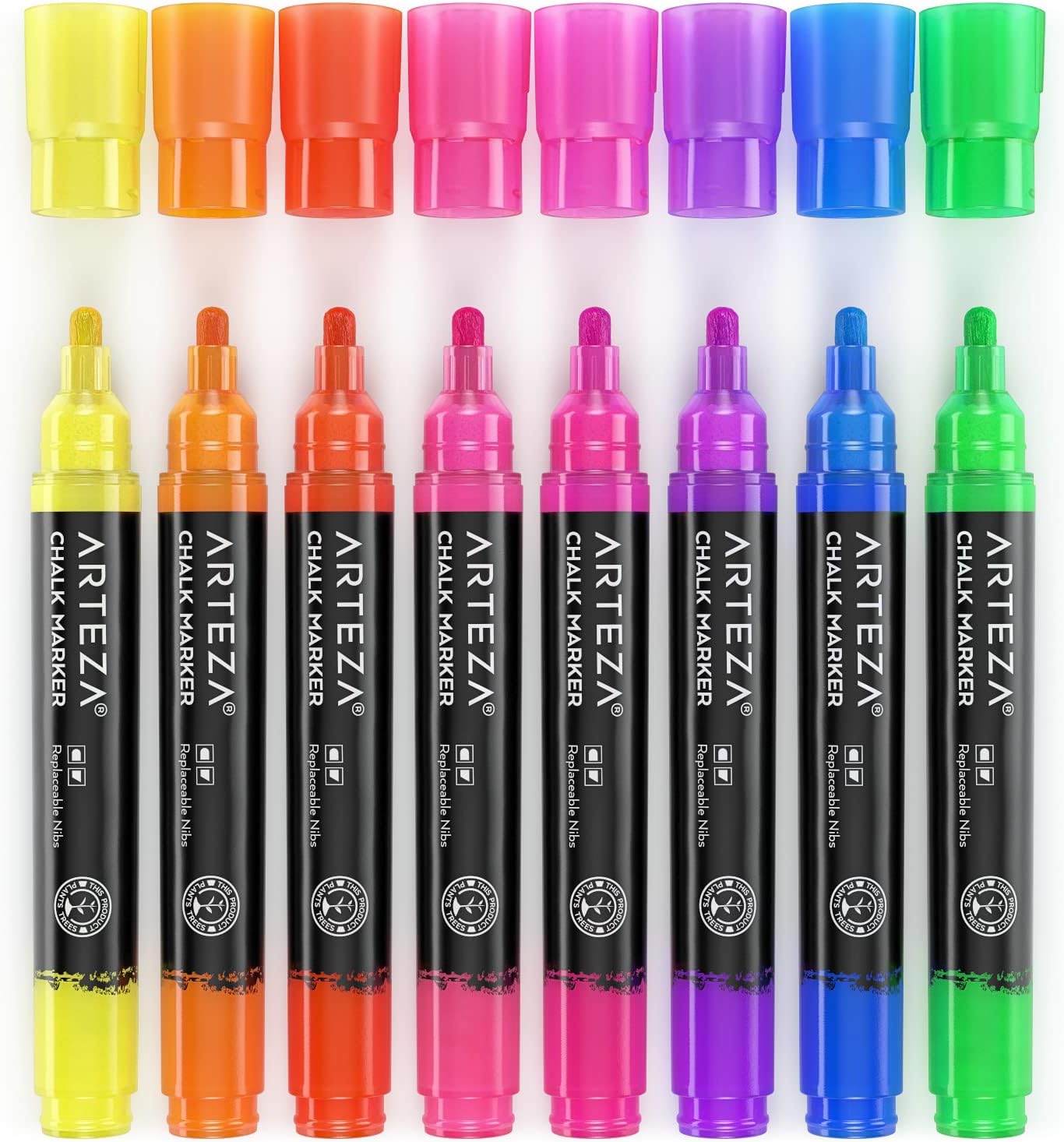 ARTEZA Liquid Chalk Markers, Set of 8 Neon Colors, Erasable & Washable