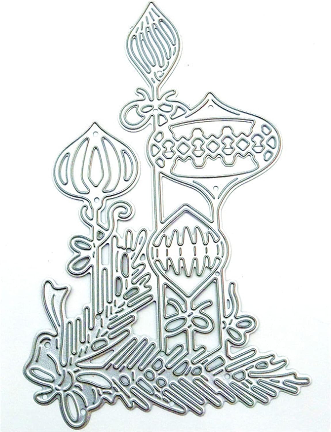 Metal Cutting Dies DIY Merry Christams Embossing Stencil Template Scrapbooking Card Making Mold Photo Album Arts Crafts Tools (Christmas ornament-12.7x8cm)