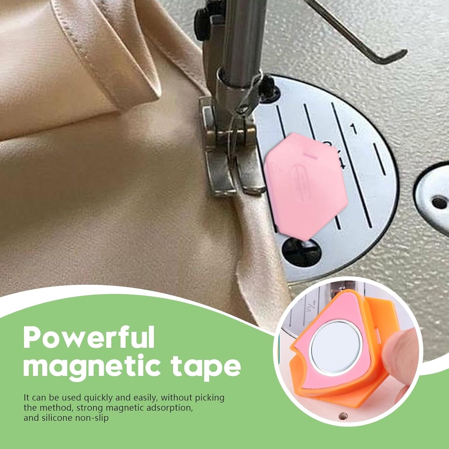 Pcmursal 6 Packs Magnetic Seam Guide for Sewing Machine, Multifunctional Polygonal Seam Guide Hemmer Guide with Scale, Sewing Supplies and Accessories for Magnet Making Machine