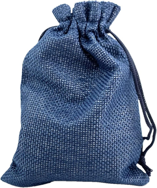 Palmhomee Pack of 25 Burlap Gift Bags with Drawstring Linen Jewelry Pouches Wedding Hessian Jute Bags for Birthday Jewelry and Treat Pouches Party Wedding Favors Gift(4x5.6 Inch, Navy Blue)