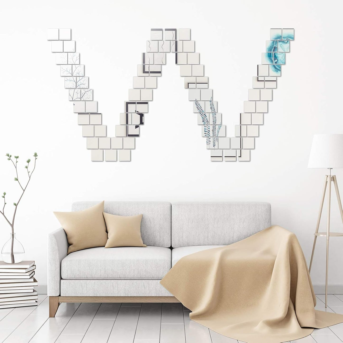 Jetec Mini Size Acrylic Square Mirror Adhesive Small Square Mirror Tiles for Crafts and DIY Projects Supplies(25 Pcs,2 Inches)