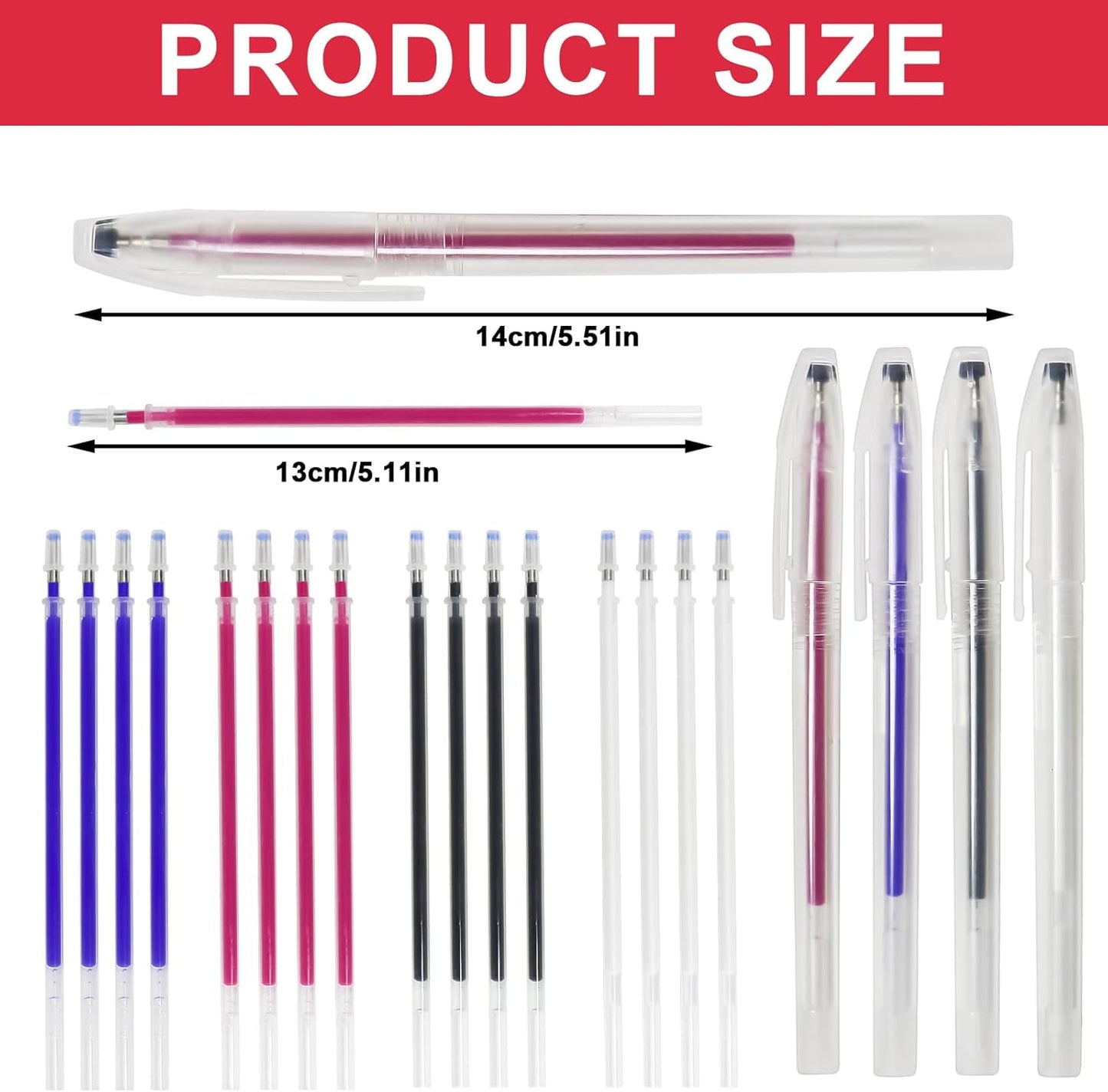 20 Pcs Heat Erasable Pens for Fabric 4 Colors Heat Erasable Fabric Marking Pens for Sewing Quilting Embroidery Dressmaking