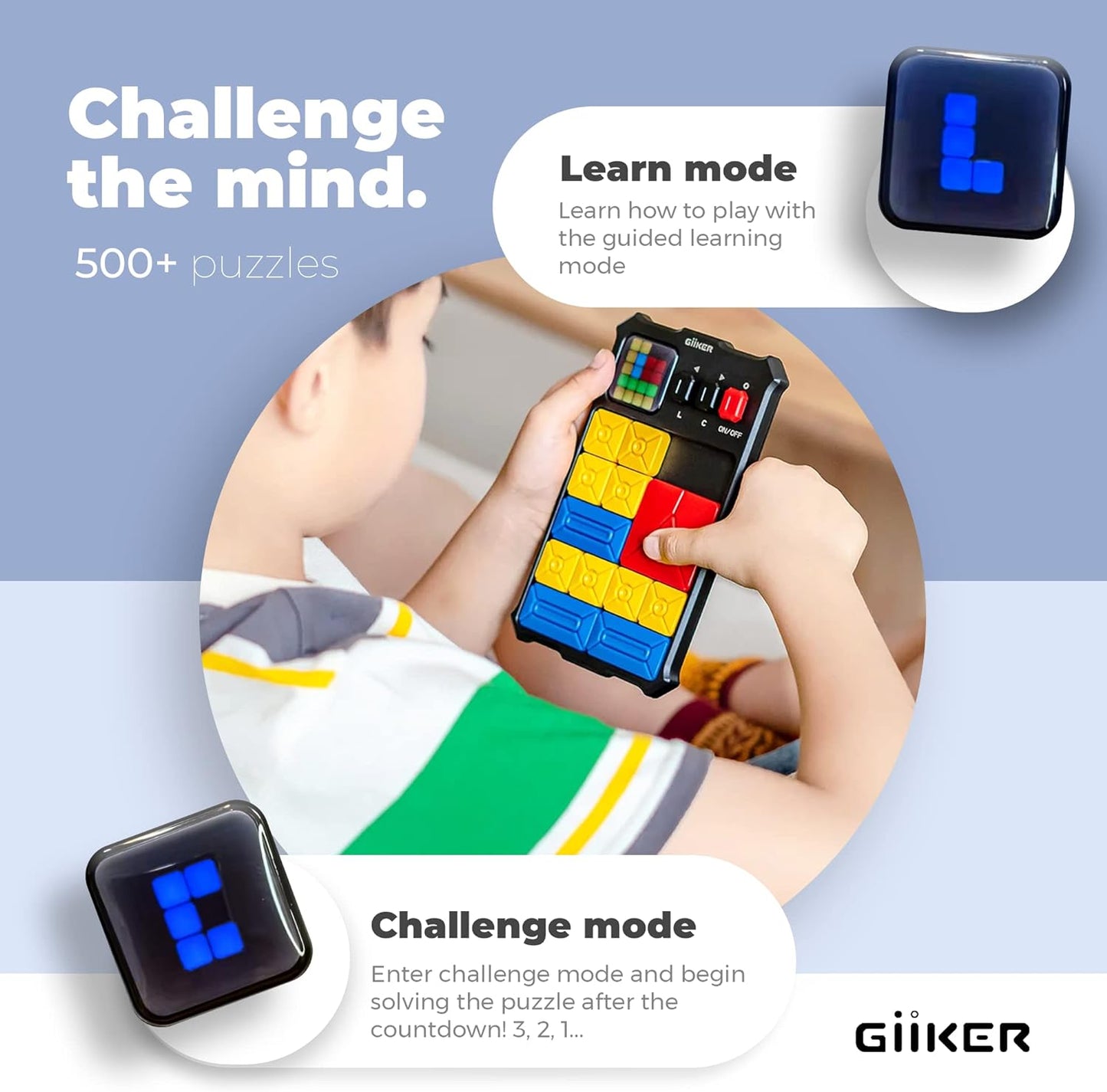 GiiKER Super Slide Puzzle Games, Original 500+ Challenges Brain Teaser Puzzle, Toys for Kids, Travel Games Birthday Gifts Easter Stocking Stuffers for Boys Girls, Activities for Road Trips - Lavender