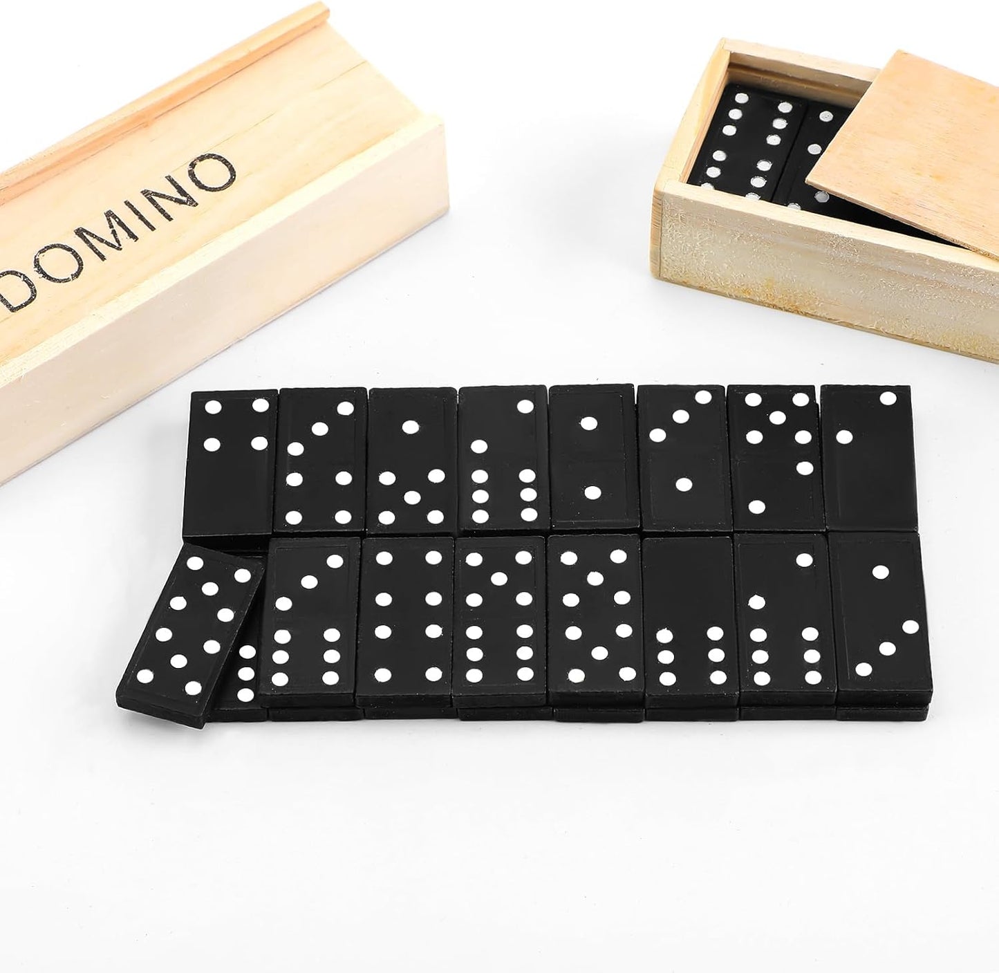 Hungdao 36 Pack Mini Dominos Set for Adults Bulk Double 6 Dominoes Wooden Miniature Classic Board Games Party Favor Travel Family Games Educational Toys with Wood Case Operation Christmas Item Gifts