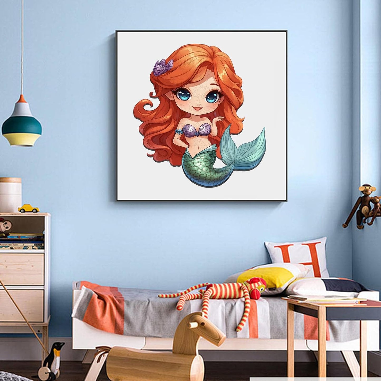 Wooden Puzzles for Adult and Kids, 100 Pieces Ocean Puzzle, Unique Shaped Mermaid Wooden Preschool Puzzle, Toddler Wooden Puzzle Toy Gift for Family and Friends, Suitable for Family Games