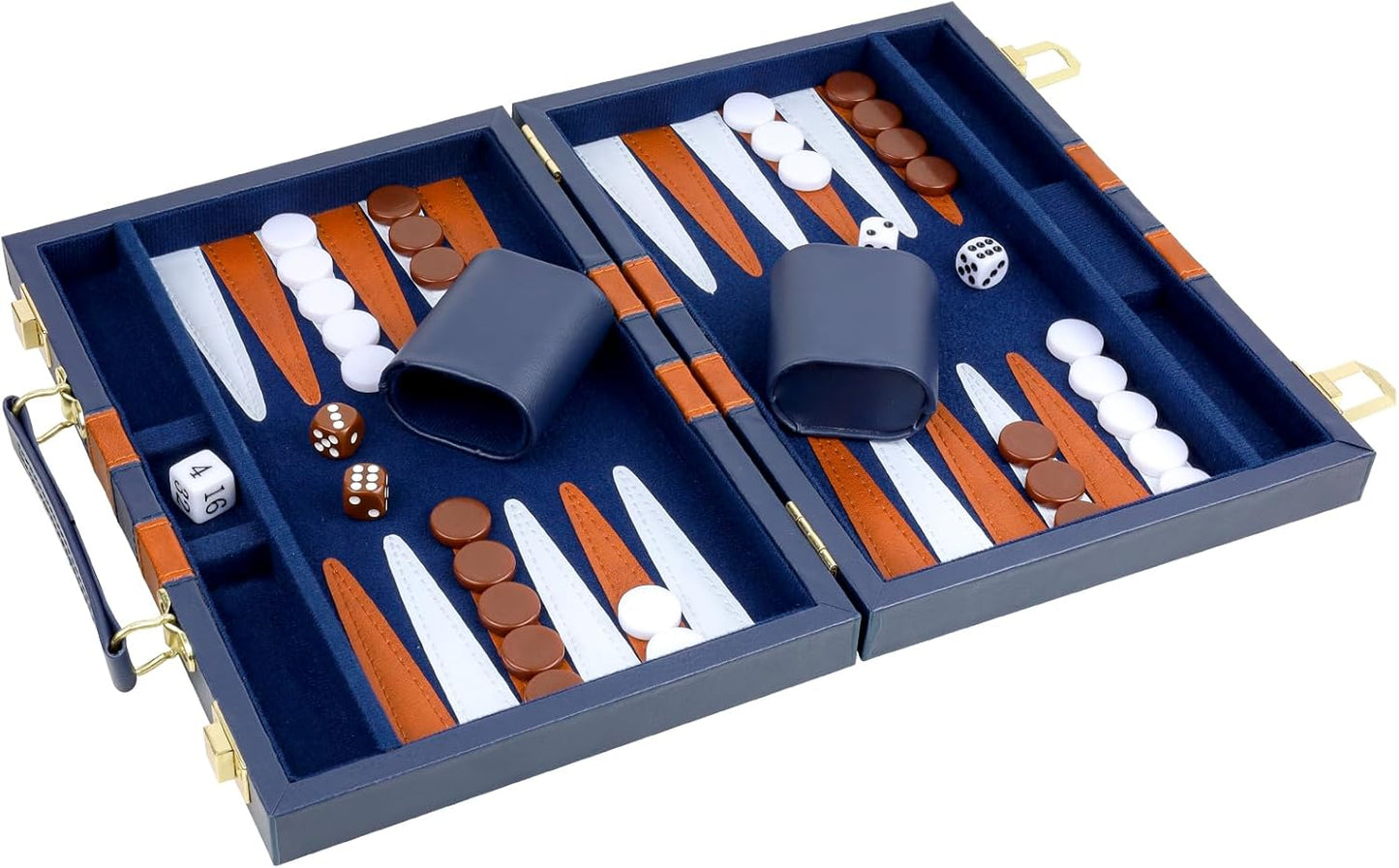 Backgammon Set 2 Players Classic Backgammon Sets for Adults Board Game with PU Leather Case Portable and Travel Backgammon Set (Navy, 18inch)