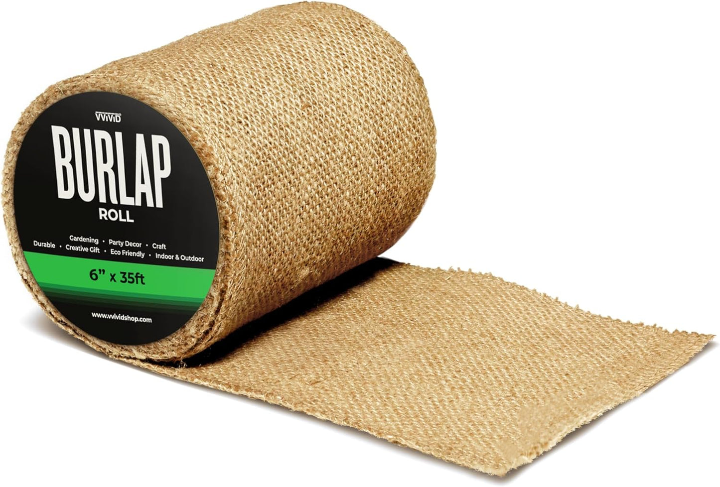 VViViD Burlap Fabric Roll (6” x 35ft) Natural Jute for DIY Crafts, Wedding Decorations, Gift Wrapping & Home Accents