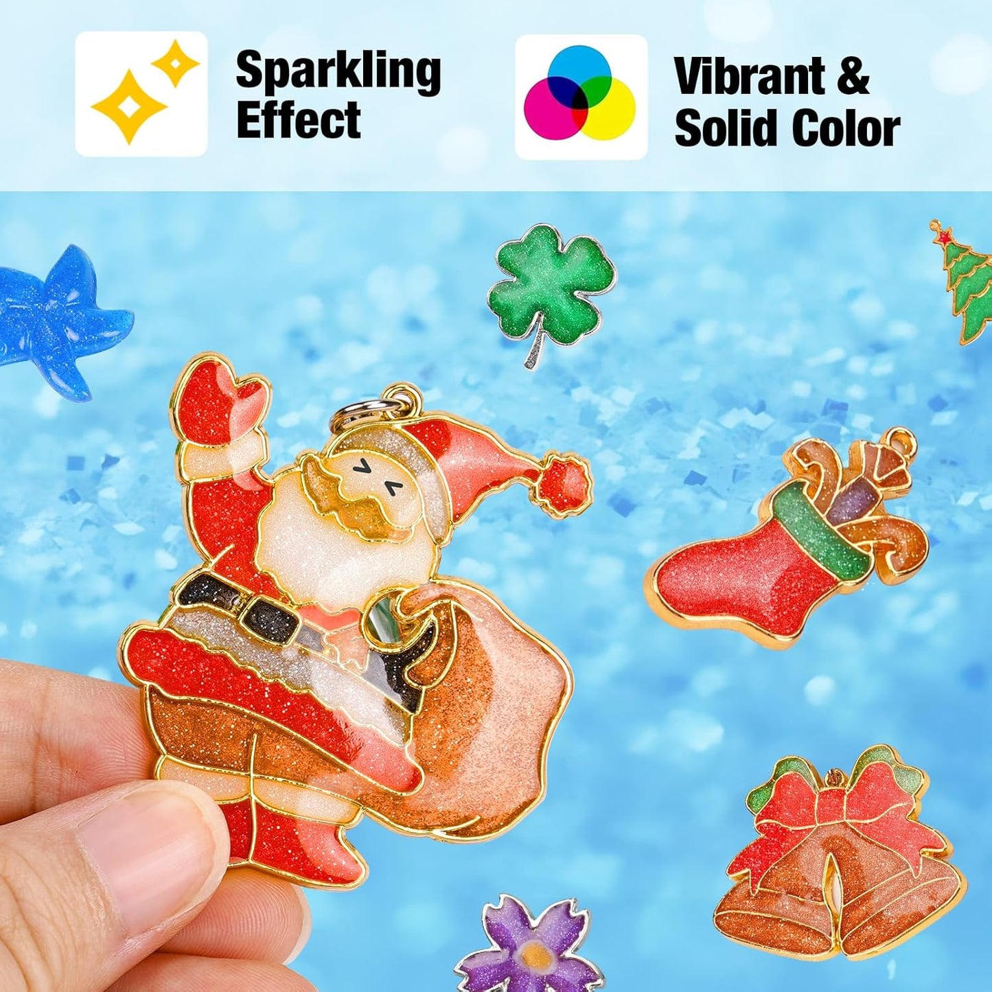 JDiction Glitter Colored UV Resin, 8 Colors Metallic UV Resin with Sparkling Effect, Hard Glitter UV Resin Kit for Jewelry Making, Colored Resin Casting and Coating, Crafts and Decoration