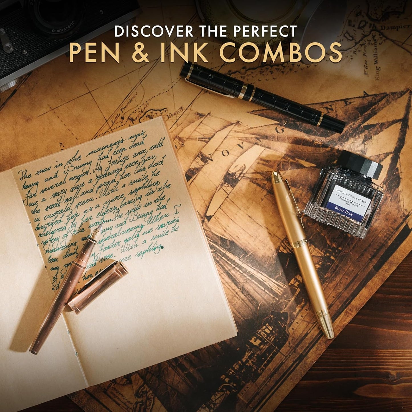 Wordsworth and Black Fountain Pen Ink Bottle (50 ml) Premium Luxury Edition, [Royal Blue] Fountain Pens Bottled Ink; Classic Designed Bottle Smooth Flow 50 ml